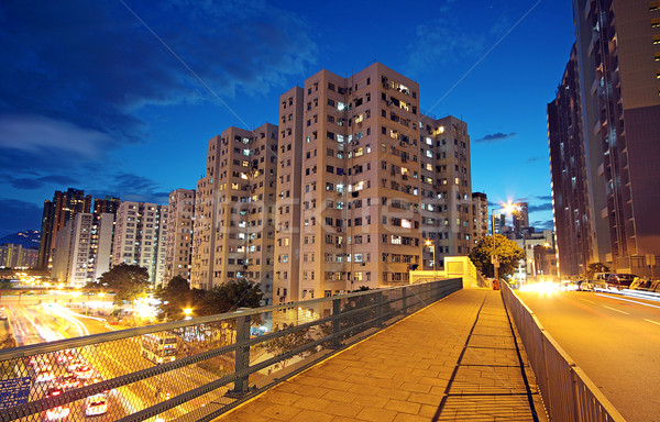 Modern kentsel şehir gece otoban trafik araba Stok fotoğraf © cozyta