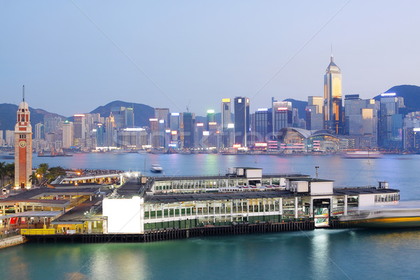 Hong Kong moderne stad water gebouw berg Stockfoto © cozyta