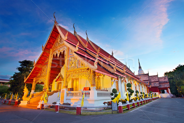 Wat Phra Singh temple at sunset in Chiang Mai, Thailand.  Stock photo © cozyta