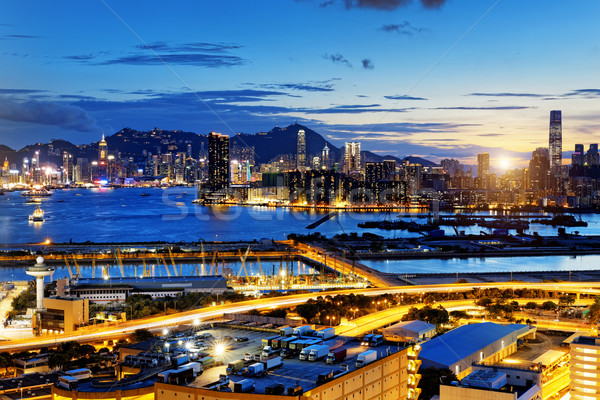 Hongkong Nacht Insel Stadt städtischen Lichter Stock foto © cozyta
