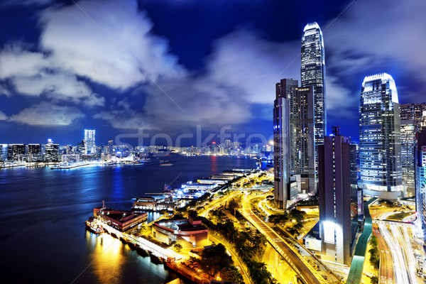 Hong Kong kantoorgebouw nacht kantoor gebouw licht Stockfoto © cozyta