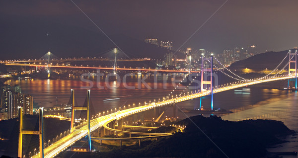 Tsing Ma Bridge in Hong Kong at night  Stock photo © cozyta