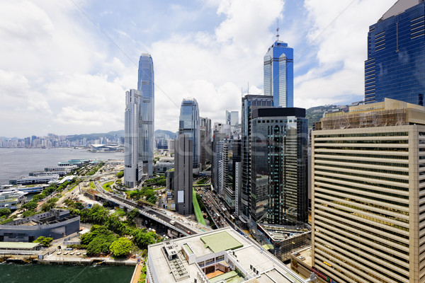 Hong Kong şehir gün ofis deniz dağ Stok fotoğraf © cozyta