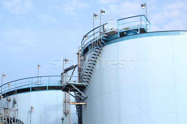 large white tanks for petrol and oil in the Rotterdam harbor Stock photo © cozyta