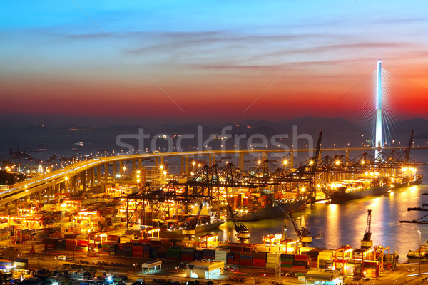 sunset in cargo container terminal Stock photo © cozyta