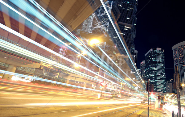 Stock photo: traffic in finance urban at night