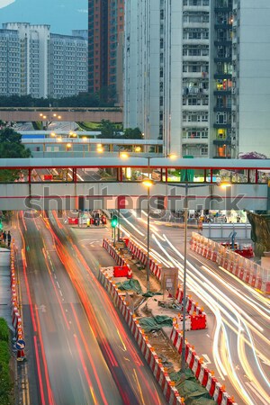 Hong Kong noite high-rise edifícios estrada edifício Foto stock © cozyta