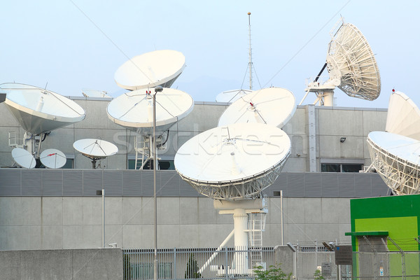 Satellite Communications Dishes on top of TV Station  Stock photo © cozyta