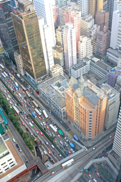 District Hong Kong vedere zgârie-nori birou lumina Imagine de stoc © cozyta