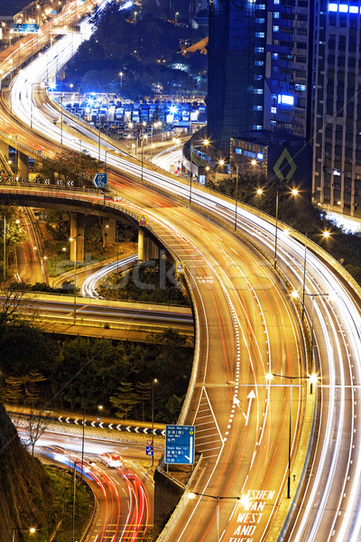 Trafic şosea Hong Kong noapte modern oraş Imagine de stoc © cozyta