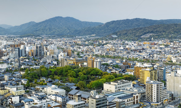 Naplemente Kiotó város Japán kilátás torony Stock fotó © cozyta
