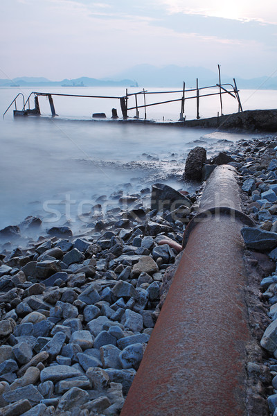 old metal pipe and road to sea Stock photo © cozyta