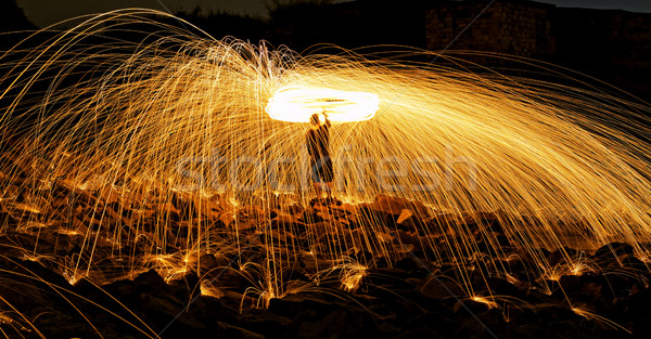 Burning steel wool fireworks  Stock photo © cozyta