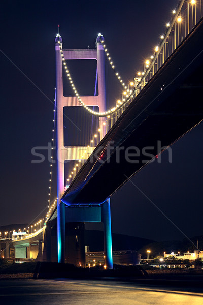 Most Hongkong noc działalności niebo budynku Zdjęcia stock © cozyta