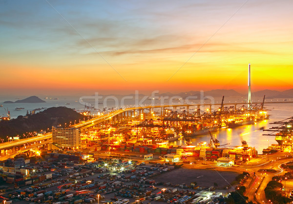 Port warehouse with cargoes and containers Stock photo © cozyta