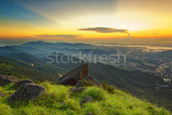 Sunset over new territories in hong kong Stock photo © cozyta