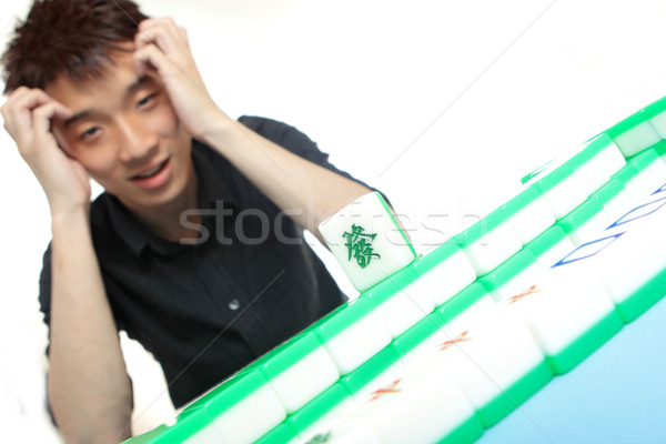 Chinês homem jogar mahjong tradicional China Foto stock © cozyta