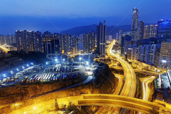 Hong Kong modern şehir trafik bulanık Stok fotoğraf © cozyta