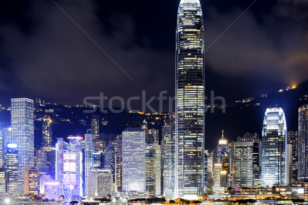Hongkong éjszaka Kína oldal győztes kikötő Stock fotó © cozyta