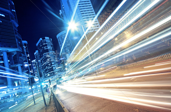 Drukke verkeer nacht financieren stedelijke gebouw Stockfoto © cozyta