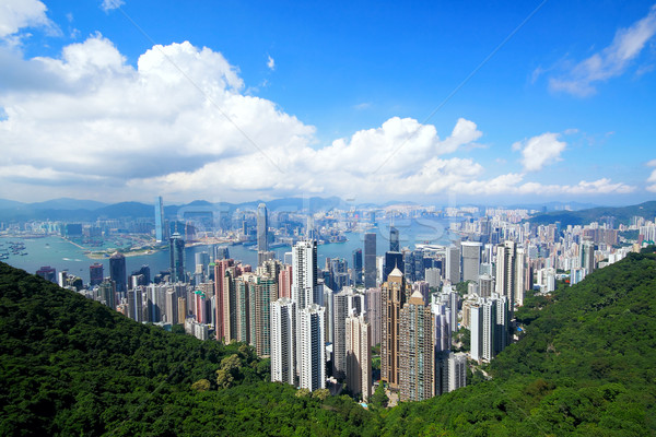 Foto stock: Hong · Kong · horizonte · viaje · edificios · noche