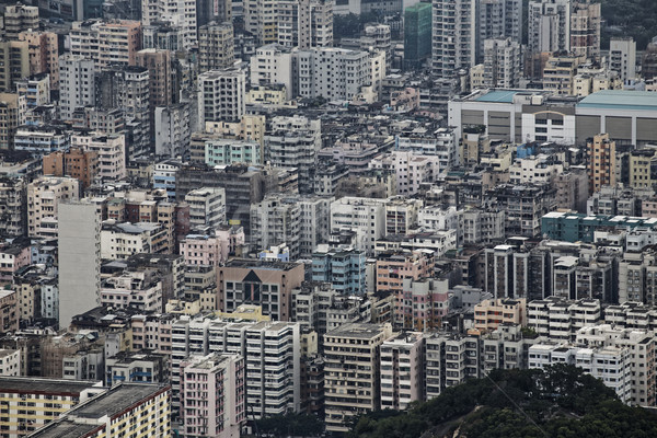 Foto d'archivio: Hong · Kong · cityscape · folla · edifici · nebbia · sole