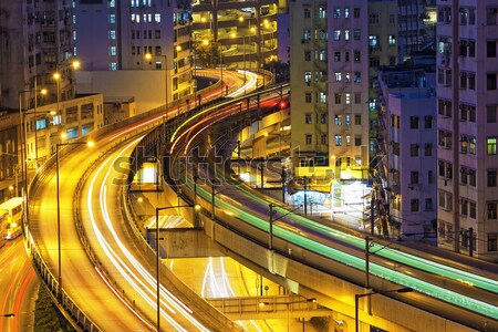 Centro de la ciudad nocturna de la ciudad oficina ciudad construcción puesta de sol Foto stock © cozyta