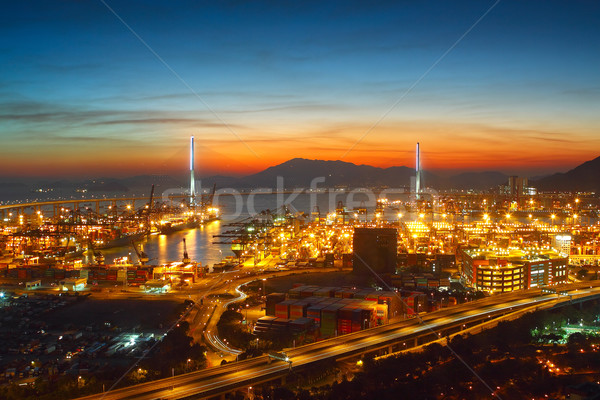 Port warehouse with cargoes and containers Stock photo © cozyta