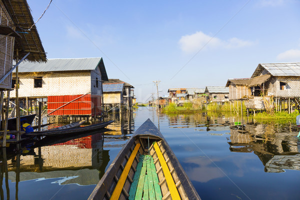 Göl Myanmar geleneksel köy su Stok fotoğraf © cozyta