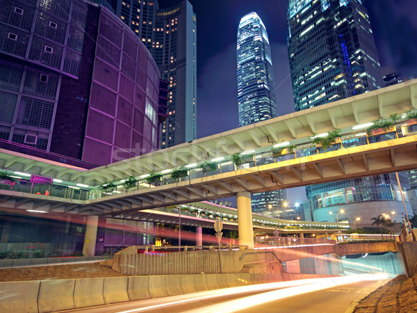 Stock photo: traffic in Hong Kong at night 