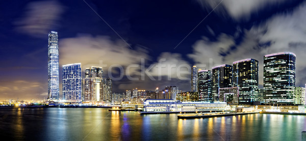 hong kong office buildings at night Stock photo © cozyta