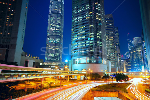 市中心 城市夜景 汽車 建設 光 街頭 商業照片 © cozyta