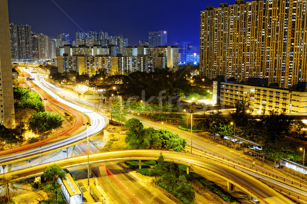 aerial view of the city overpass at night, HongKong, Asia Stock photo © cozyta