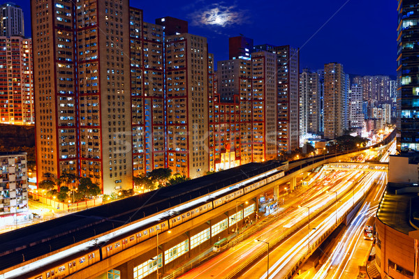 busy highway train traffic night in finance urban  Stock photo © cozyta
