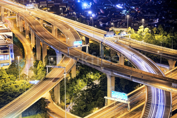 Autostrada traffico semaforo edificio moderno Hong Kong auto Foto d'archivio © cozyta