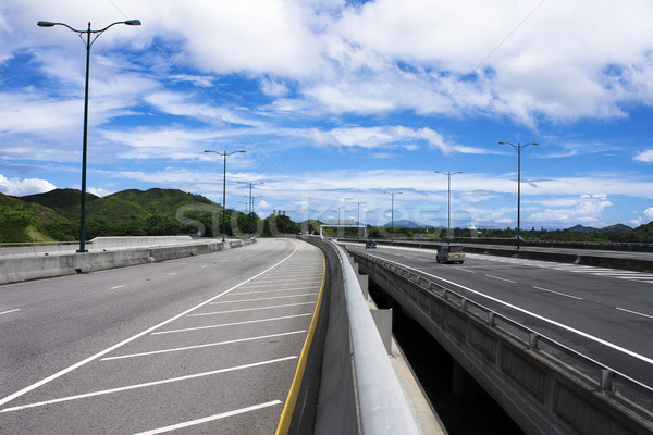 Stockfoto: Snelweg · blauwe · hemel · Hong · Kong · hemel · stad · auto