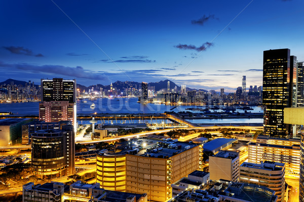 Hong Kong nacht eiland stad stedelijke lichten Stockfoto © cozyta