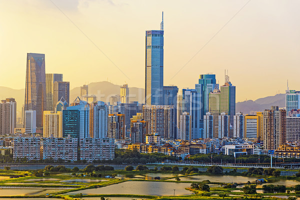 chinese city at sunset Stock photo © cozyta