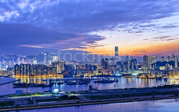 Hong Kong city sunset Stock photo © cozyta