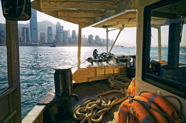 Hong Kong liman gün batımı ofis şehir deniz Stok fotoğraf © cozyta