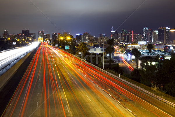 San Diego skyline snelweg lange blootstelling Californië Stockfoto © CrackerClips