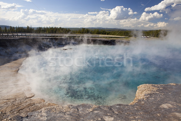 Geysir Pool Himmel Baum Landschaft Sommer Stock foto © CrackerClips