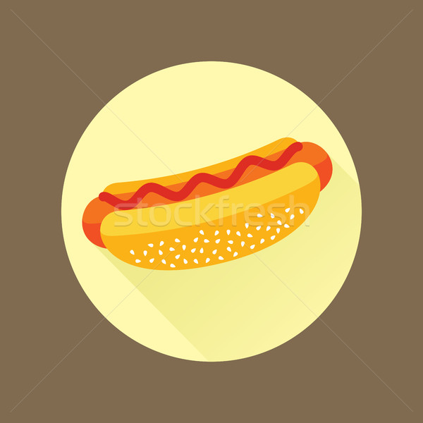 Hot dog vektor ikon kör hotdog ketchup Stock fotó © creativika