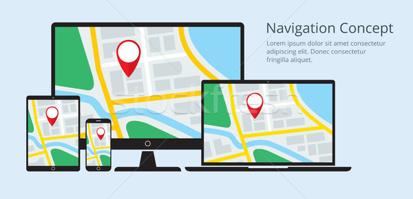 Navigáció reszponzív térkép alkalmazás asztali számítógép laptop Stock fotó © creativika