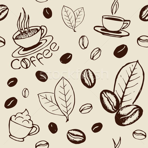 Stok fotoğraf: Kahve · kahve · fincanları · fasulye · yaprakları