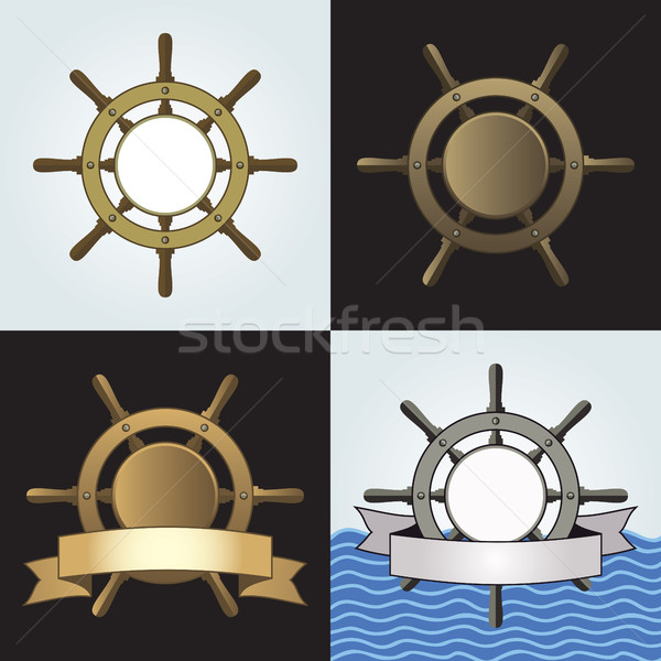 Ship Helm Vector Backgrounds Set Stock photo © creativika