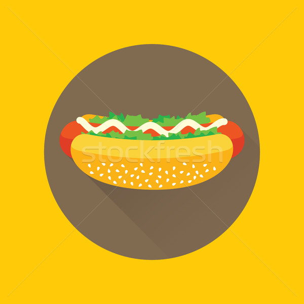 Hot dog wektora ikona kółko majonez Zdjęcia stock © creativika