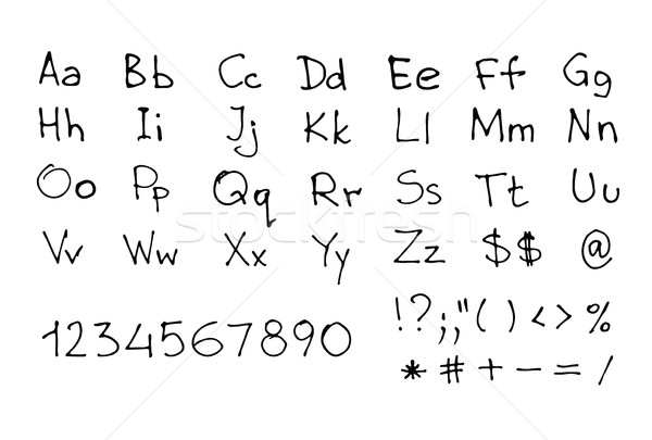 Kéz írott betűtípus vázlatos angol levelek Stock fotó © creativika