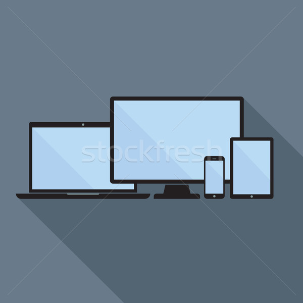 Okostelefon tabletta laptop asztali számítógép ikonok ikon szett Stock fotó © creativika