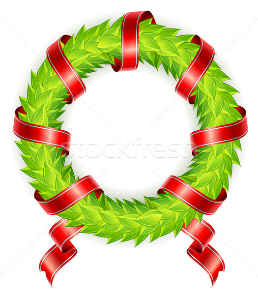 [[stock_photo]]: Couronne · ruban · vert · blanche · feuille · laisse